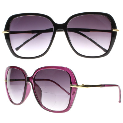 Women Oversize Square Nerd Geek Bifocal Sunglasses Tinted Lens UV400 Sun Readers