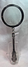 Vtg Magnifying Glass Lens Ornate Detail on Handle Silver Tone Handheld