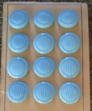 Vintage  card of 12 ~  3/4 Baby Blue Line Glass Buttons~ new/old stock