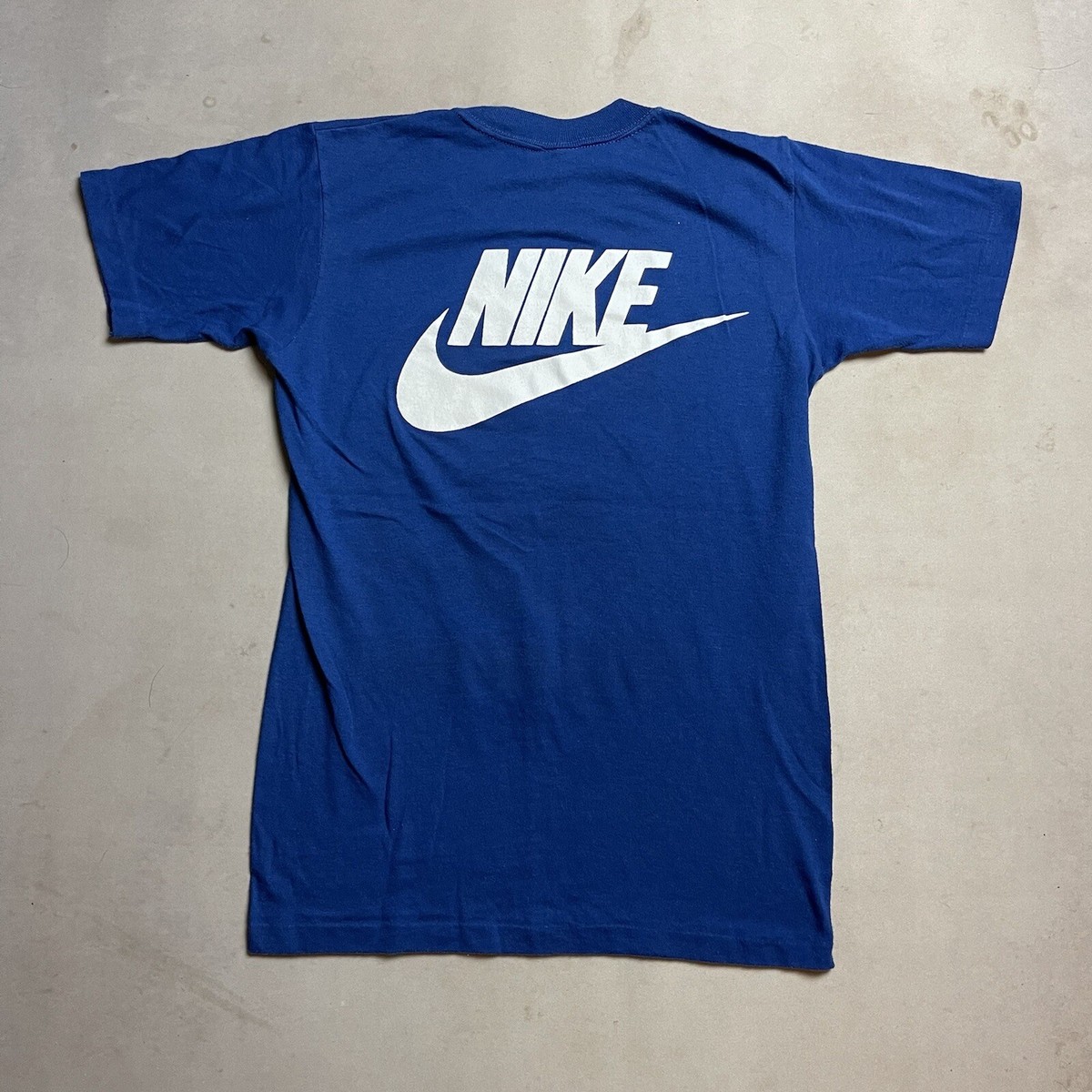 70s NIKE®︎ Water Print Football Shirt Vintage 80's Nike Swoosh Blue Tag Two Rivers Soccer Tee Shirt