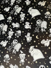 B&W Nightmare Before Christmas Gift Wrapping Paper 2 Yard FOLDED Decoupage