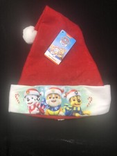 Nickelodeon Paw Patrol Christmas Red Santa Claus Hat w/Pictures. 17"tall