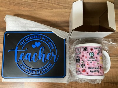 Der Einfluss eines guten Lehrers kann nie gelöscht werden Danke Plakette + Tasse