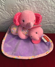 Fisher Price Pink Elephants Purple Lovey Rattle Baby Plush Infant Security Toy