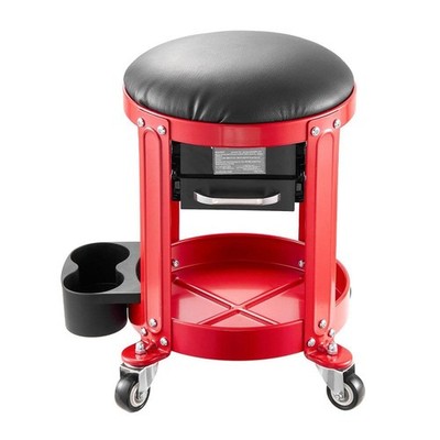 SKYSHALO 300 lbs. Capacity Rolling Mechanic Stool w/ Wheels, Padded Garage Seat
