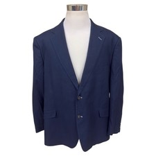 Oak Hill Men  s 2XL 50/52R Navy Cotton Blazer Elbow Patches DBL Vent