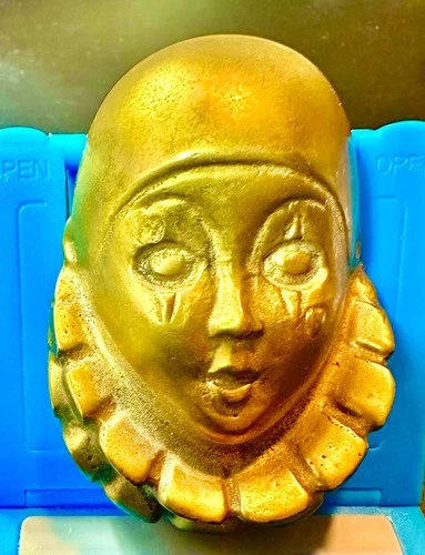 Vintage Brass Mini Wall Hanging Harlequin Pierat Clown 3"x2"