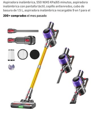 Cordless Stick Vacuum Cleaner 550W 65min 1.5L Touchscreen Anti-tangle Brush
