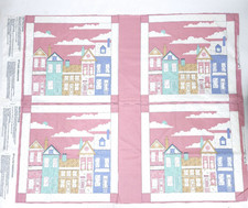 Georgia J Bonesteel Designs Wamsutta Brownstone Homes House Pillow Panel Pink