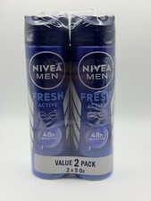 Nivea Men Fresh Active 48 Hour Deodorant Spray, 5oz 150ml 2 pack Expires 2/27