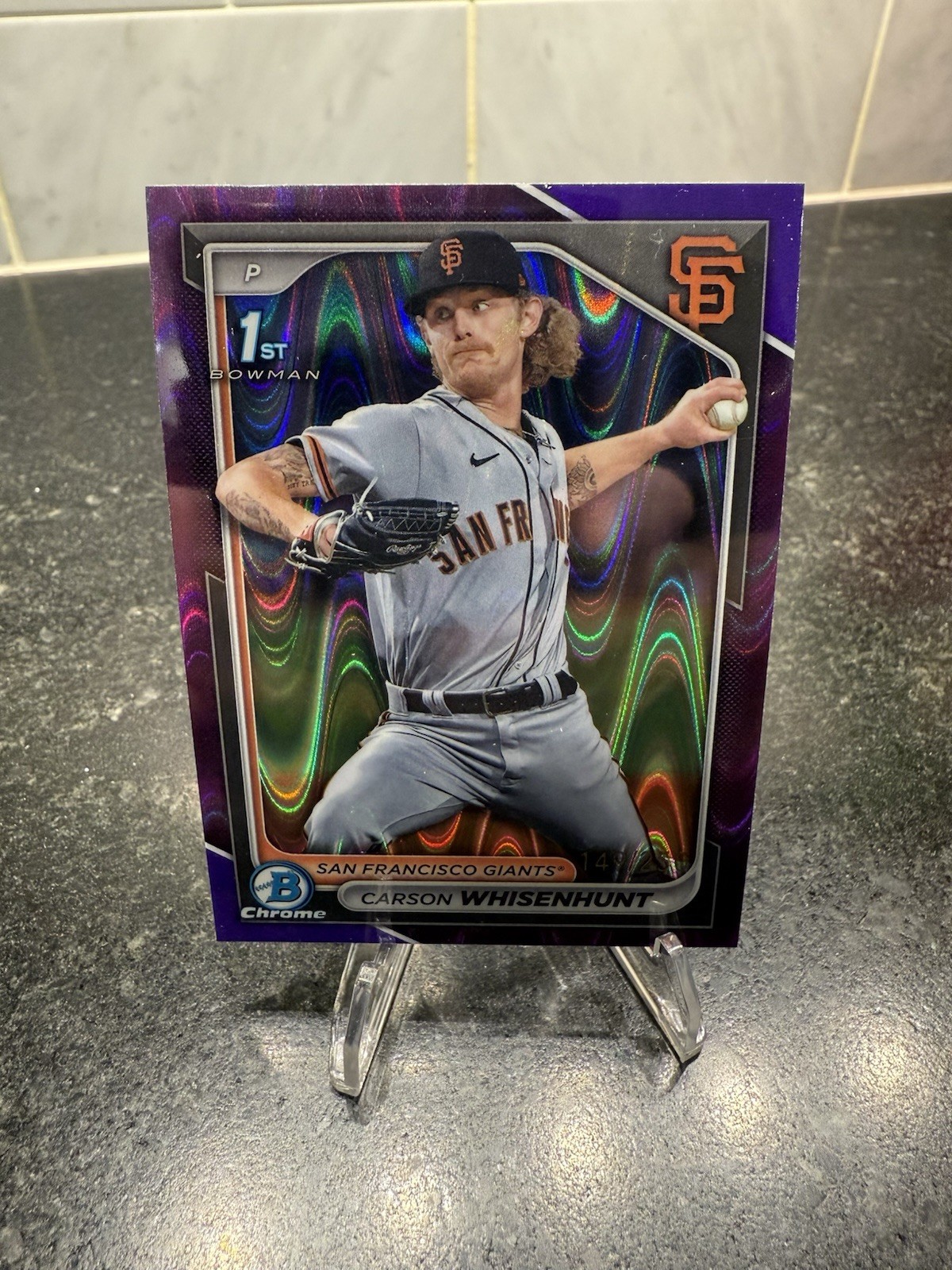 2024 Bowman Chrome Prospects Carson Whisenhunt #BCP-96 (RC) /250 Purple Wave