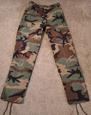 Vtg US Military Pants Men Small Short Woodland Camouflage Combat Cargo Buttonfly