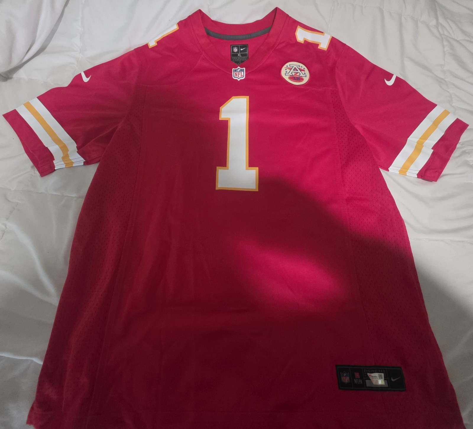 Xavier Worthy Autographed Signed Kansas City Chiefs Fanatics Red Nike Jersey 
