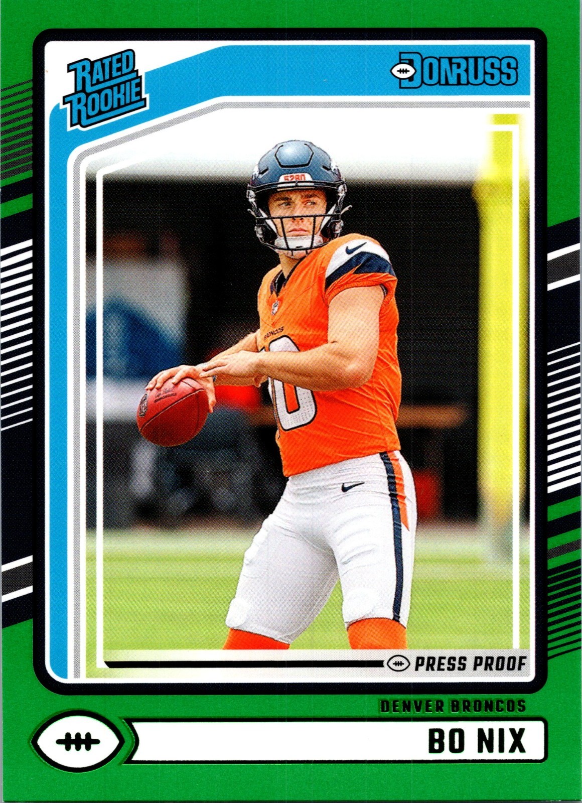 2024 Panini Donruss - Rated Rookie Bo Nix #369 Press Proof Green (RC)