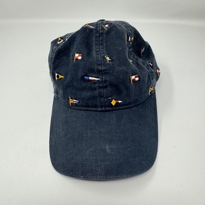 Barbour Hat Cap Strap Back Mens One Size Blue Nautical Flags Embroidered Twill