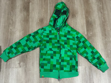Minecraft Creeper Green Full Zip Fleece Hoodie Boys Size Adult XS Extra small