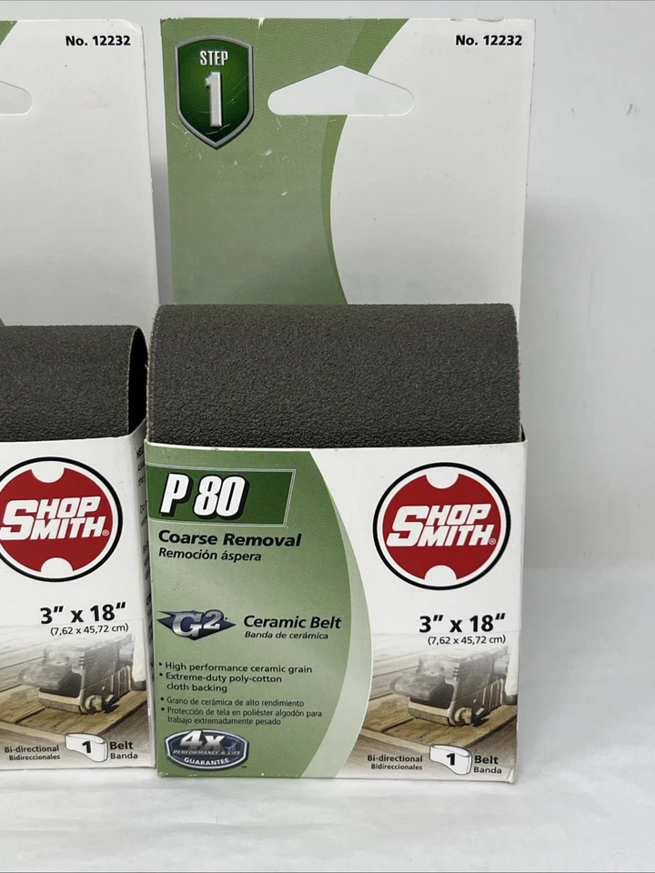 Shopsmith 12232 Cinturón de lijado de grano de cerámica de grano medio 18x3” lote de 3 Foto 2 de 4