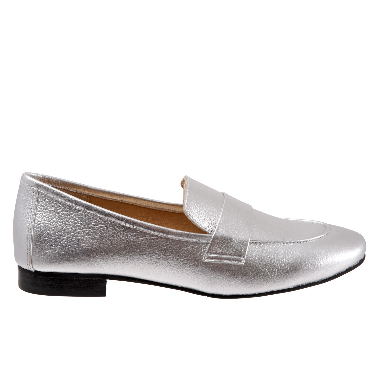 Trotters Gemma T2005-040 Womens Silver Narrow Leather Loafer Flats Shoes 10.5