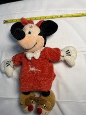 Disney Store Christmas Minnie Mouse 16" Plush Nightgown PJ Reindeer Slippers