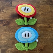 2x Super Mario Bros. Fire Flower  Ice Flower Plush 2011 Mario Party 7"
