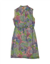 VINTAGE Womens Sleeveless A-Line Dress EU 42 Large Multicoloured Floral WO09
