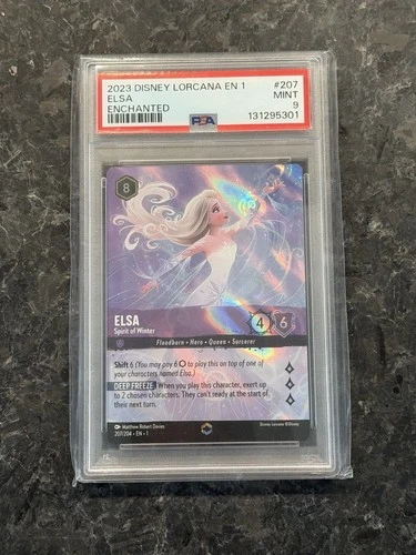 Disney Lorcana 2023 Eng Chapter 1 ENCHANTED ELSA, SPIRIT OF WINTER #207 PSA 9 MT