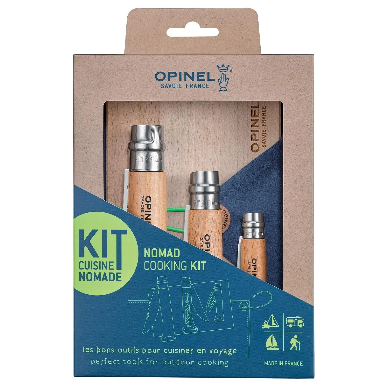 OPINEL Nomad Camping Kitchen Utensil Kit, Includes No.12 Serrated Knife, No. ...