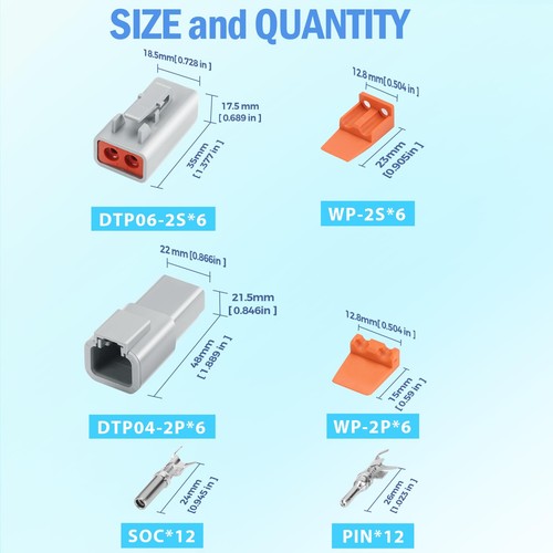 48 STCK. Deutsch DTP Steckverbinder Kit 2 Pin KFZ Wasserdicht Steckverbinder 6 Set - Bild 2 von 7