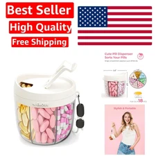 Large Pill Dispenser, Portable Pill Bottle Organizer for 7 Various Vitamins, ...