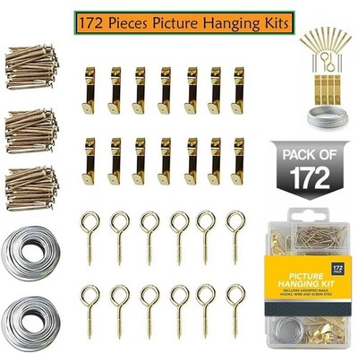 Messing Bild Haken Wand Stifte Draht Foto Leinwand Hängerahmen Nail Art Pack Set