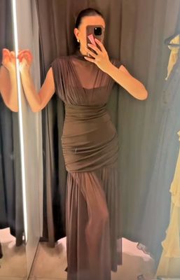princess polly baby blue dress ZARA BNWT 2025. CHOCOLATE DRAPED CONTRAST TULLE MIDI DRESS. 4772/252/717