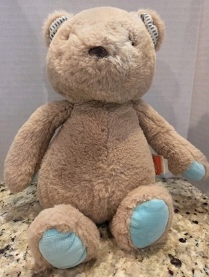B SOFTIES Brown Beige Plush Teddy Bear Turquoise Ears Paws Feet Dots 2019 Battat