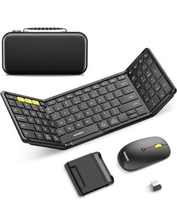 Foldable Keyboard and Mouse, Samsers Folding Bluetooth Keyboard Combo, 2.4G + BT