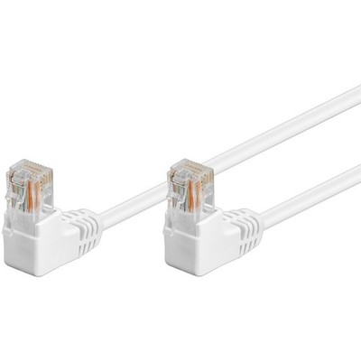 Patchkabel 100MHz Cat.5e U/UTP 2x90° gewinkelt weiß 5m
