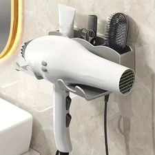 Hair Dryer Holder Wall Mount Rack No Drill Bathroom Storage Organizer Bracket