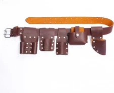 6 Pcs Top Grain Leather Scaffolding Tool Belt to Hold Daily Use Tools for Carpen