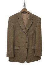 CT09 Stafford Executive Lt. Brown Men  s 44R Poly Wool Tweed Sport Coat NWOT