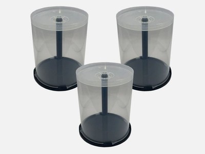 3 x CD DVD Kunststoff Kuchenwanne fasst 100 Scheiben Spindel Aufbewahrungsbox leer NEU Hülle