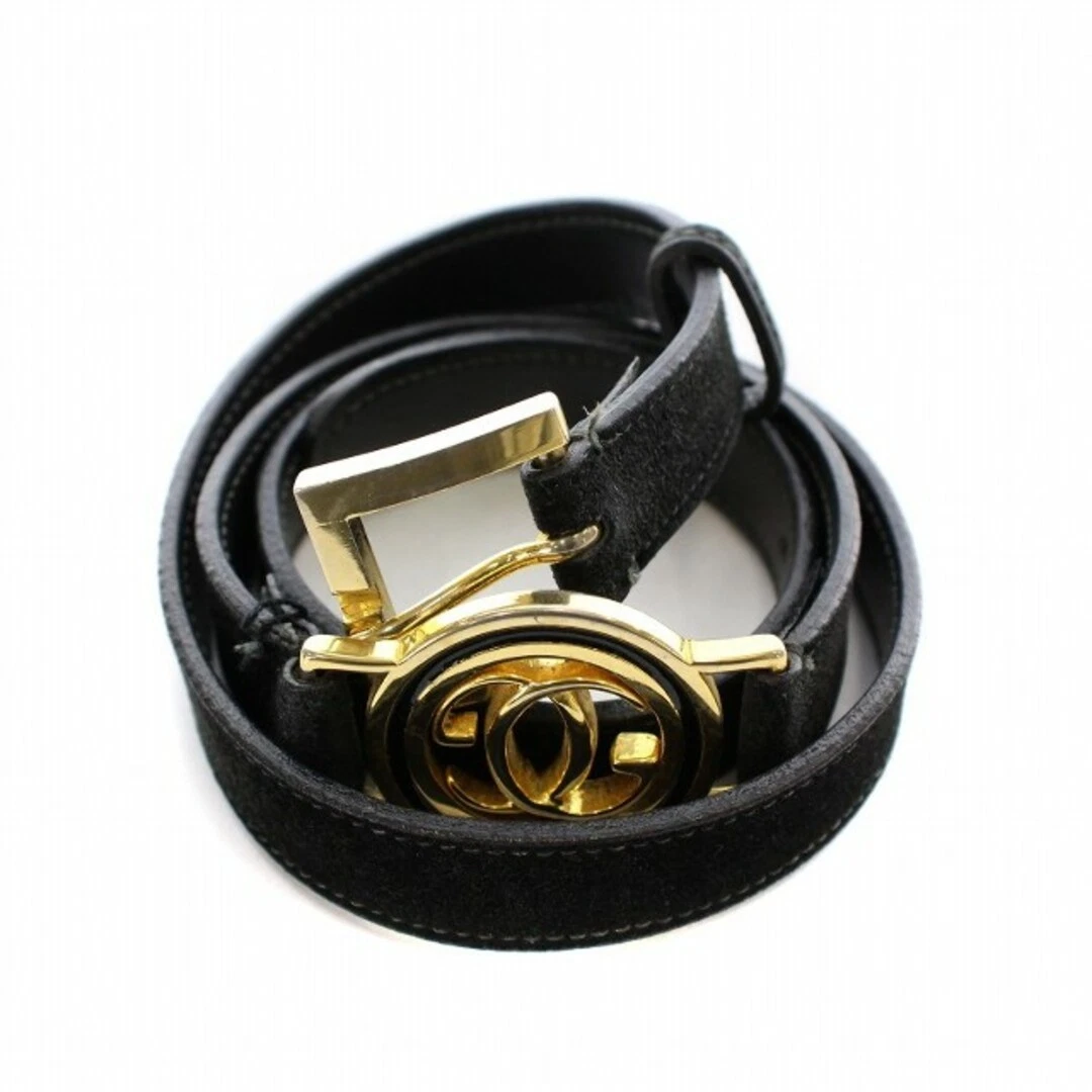 Gucci Ceinture Cuir Logo Daim 95 Noir Couleur Or BB Occasion 7d1e3a54478f6933ef4c78