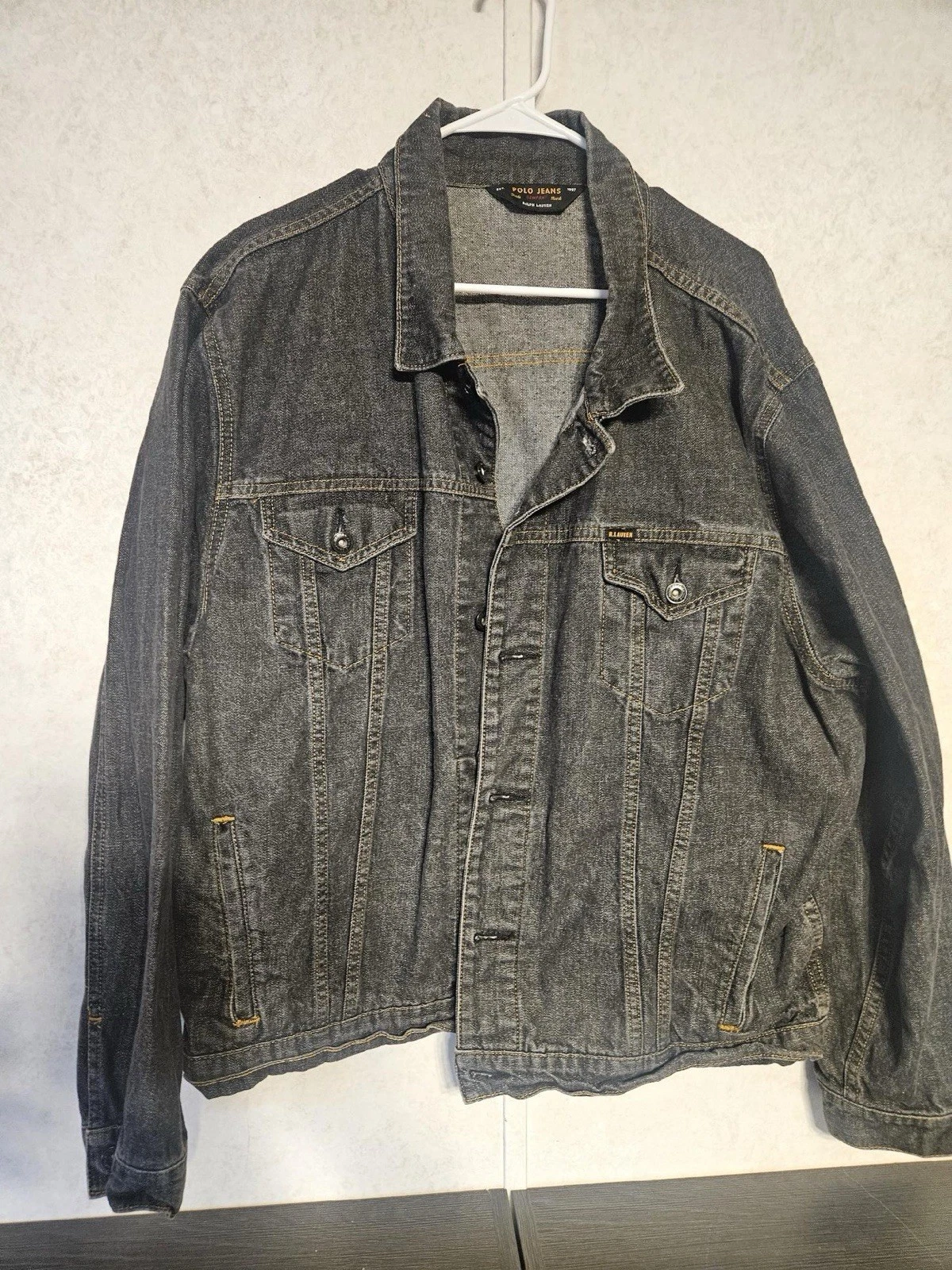 Polo Ralph Lauren Denim Jacket Men’s Sz XLarge Vintage Distressed Trucker