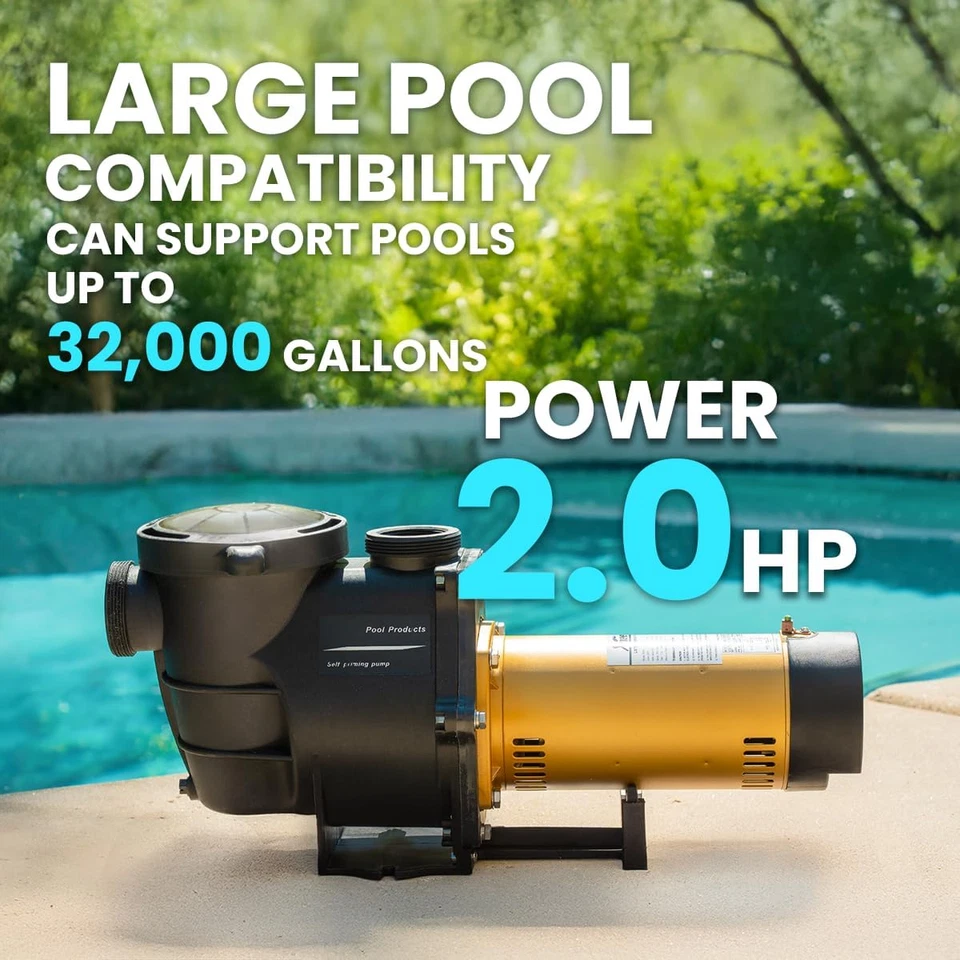 2HP In-Ground Pool Pump Variable Speed 2" Inlet High Flow 230V Slip-On - Image 2 of 4