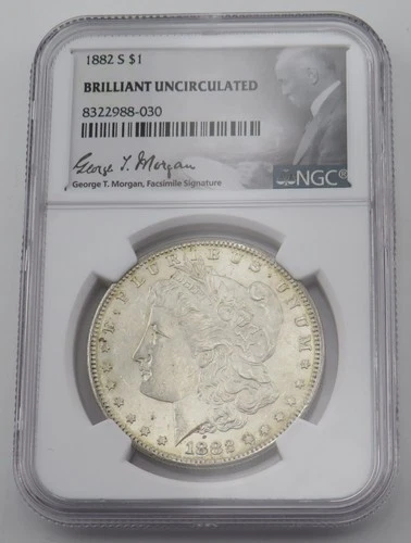 1882 S Morgan Silver Dollar NGC Brilliant Uncirculated Certification 8322988-030