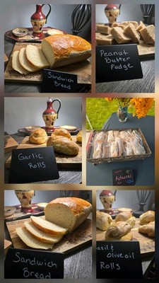 Homemade Goods, Sandwich Bread, Garlic Rolls, Basil Rolls, PB Fudge, Kolackzi