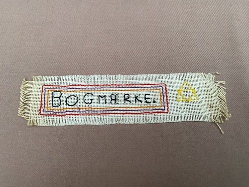 Vintage Danish Small 7" Bookmark Bogmærke Linen Handmade with Jewish Star Nice