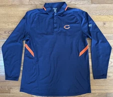 Rbx Play Dry Chicago Bears NFL Football Long Sleeve Polo Golf Shirt Men's L