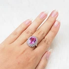 Bubblegum Pink Sapphire Oval 8.18Ct 925 Sterling Silver White Gold Ring Size 8