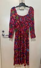 Farm Rio NWT Size S Printed Dress with Smocked Waist and Sweetheart Neckline