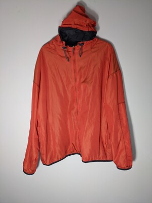 Zegna S Sport Windbreaker Jacket Mens L Orange Made In Italy Zip Hooded Tech VTG