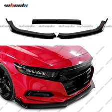 Glossy Black For Honda Accord Sport 18-20 Front Bumper Lip Splitter Spoiler 3PCS