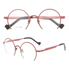 Retro Semi Rimless Eyeglasses Frames Men Women Round Nerd Glasses Spectacles